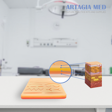 Load image into Gallery viewer, Artagia Med Advanced Suture Practice Kit - 35-Piece Practice Suture Kit with 3 Practice Pads with Pre-Cut Wounds - Suturing Kit for Training with Medical Supplies - 2nd Gen Model for Demonstration