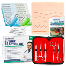 Load image into Gallery viewer, Professional Suture Kit for Suture Training with Large Silicone Suture Pad &amp; Tool Kit - 25-Pieces