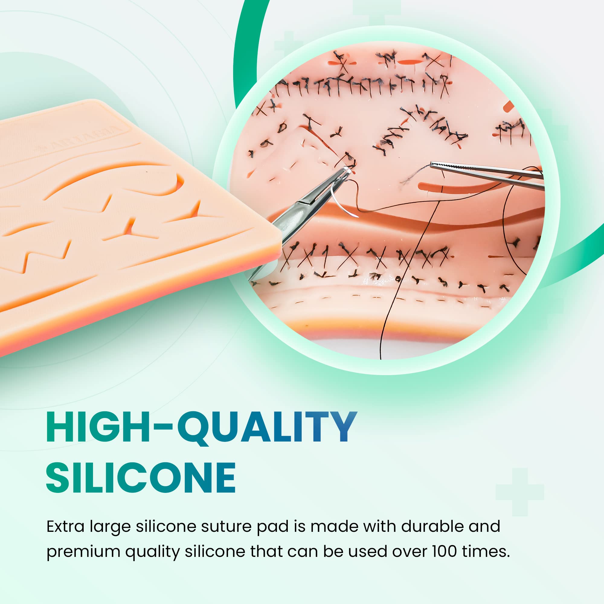 25 Pcs Suture Kit with Large Silicon Suture Pad