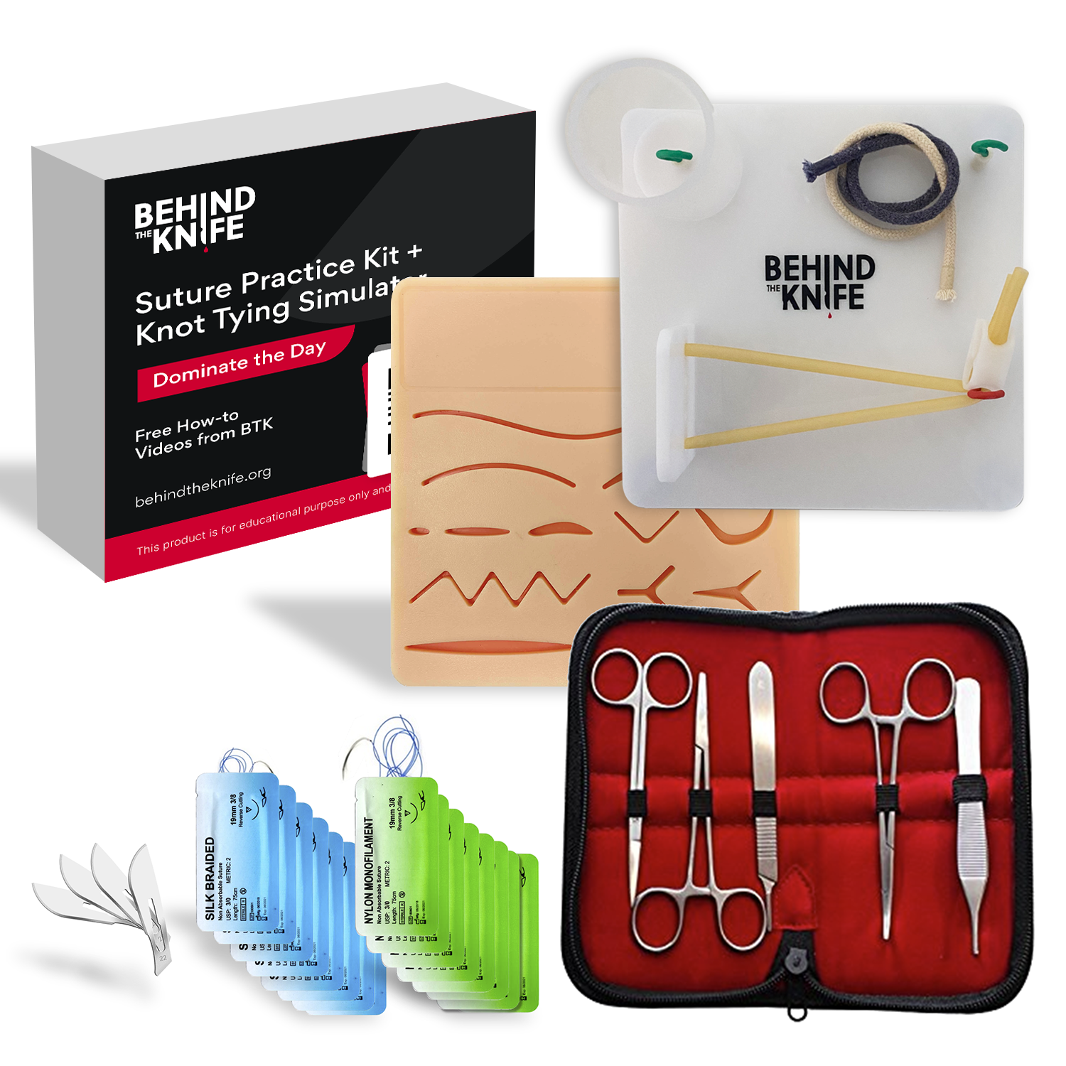 Behind the Knife’s Suture Practice Kit with How-To Videos & Surgical ...